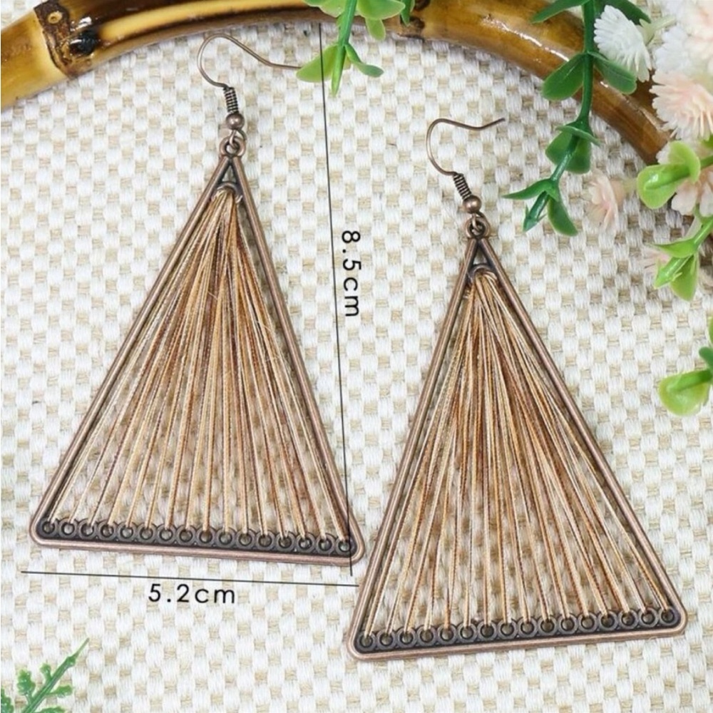 Bohemian Style Threaded Triangle Drop Earrings - image 4